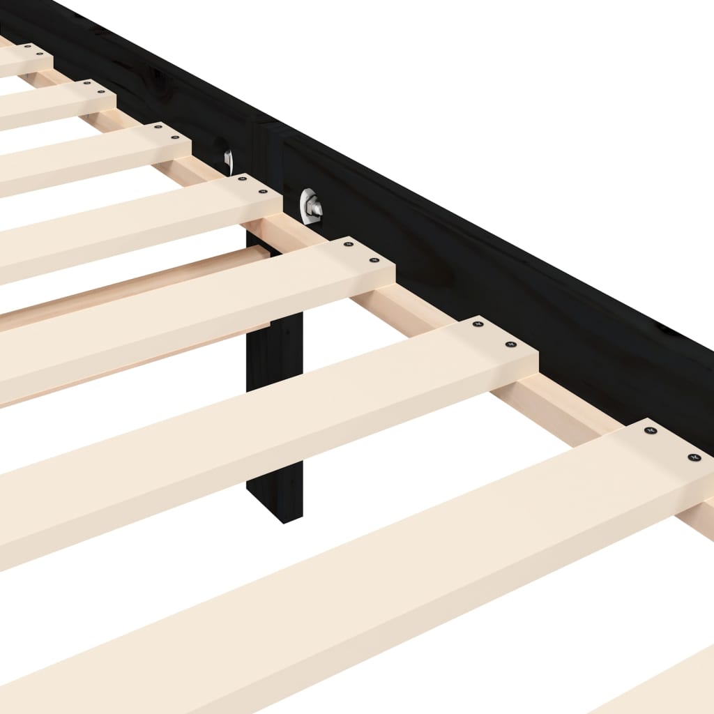 Bed Frame without Mattress Black 90x190 cm Solid Wood Pine