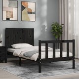 Bed Frame without Mattress Black 90x190 cm Solid Wood Pine