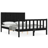 Bed Frame without Mattress Black 135x190 cm Solid Wood Pine