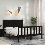 Bed Frame without Mattress Black 135x190 cm Solid Wood Pine