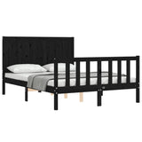 Bed Frame without Mattress Black 135x190 cm Solid Wood Pine