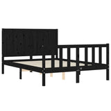 Bed Frame without Mattress Black 135x190 cm Solid Wood Pine
