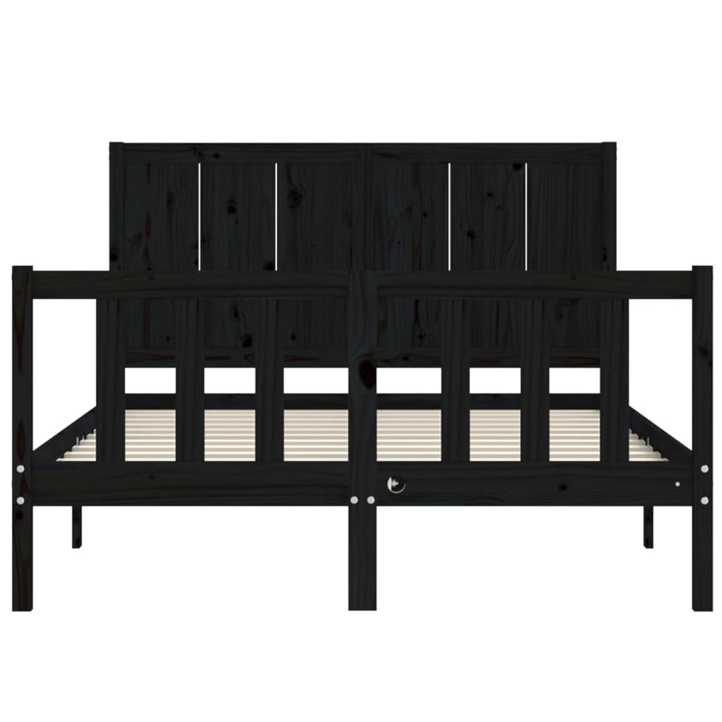 Bed Frame without Mattress Black 135x190 cm Solid Wood Pine