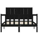 Bed Frame without Mattress Black 135x190 cm Solid Wood Pine - Rear View