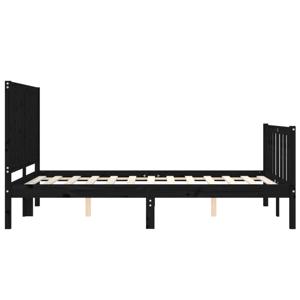 Bed Frame without Mattress Black 135x190 cm Solid Wood Pine