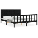 Bed Frame without Mattress Black 150x200 cm Solid Wood Pine