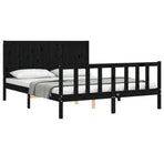 Bed Frame without Mattress Black 150x200 cm Solid Wood Pine
