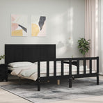 Bed Frame without Mattress Black 150x200 cm Solid Wood Pine