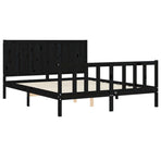 Bed Frame without Mattress Black 150x200 cm Solid Wood Pine