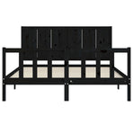 Bed Frame without Mattress Black 150x200 cm Solid Wood Pine