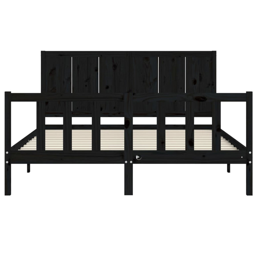 Bed Frame without Mattress Black 150x200 cm Solid Wood Pine