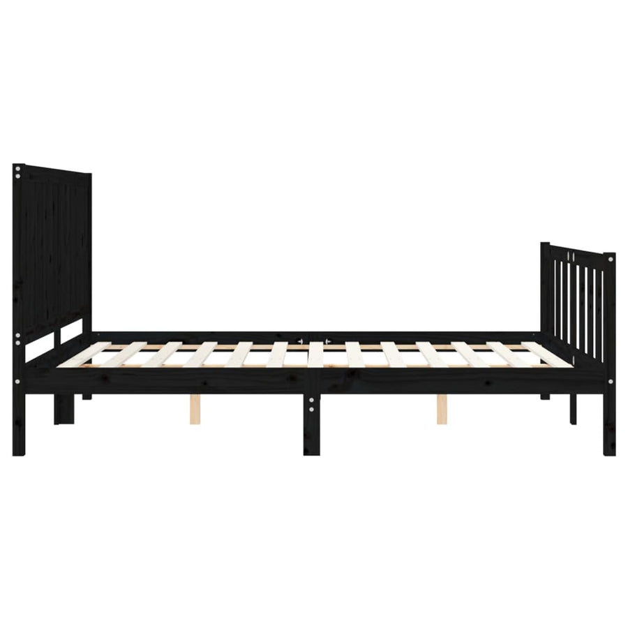 Bed Frame without Mattress Black 150x200 cm Solid Wood Pine