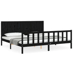 Bed Frame without Mattress Black 183x203 cm King Solid Wood Pine
