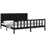 Bed Frame without Mattress Black 183x203 cm King Solid Wood Pine