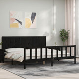 Bed Frame without Mattress Black 183x203 cm King Solid Wood Pine