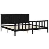 Bed Frame without Mattress Black 183x203 cm King Solid Wood Pine