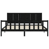 Bed Frame without Mattress Black 183x203 cm King Solid Wood Pine