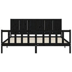 Bed Frame without Mattress Black 183x203 cm King Solid Wood Pine