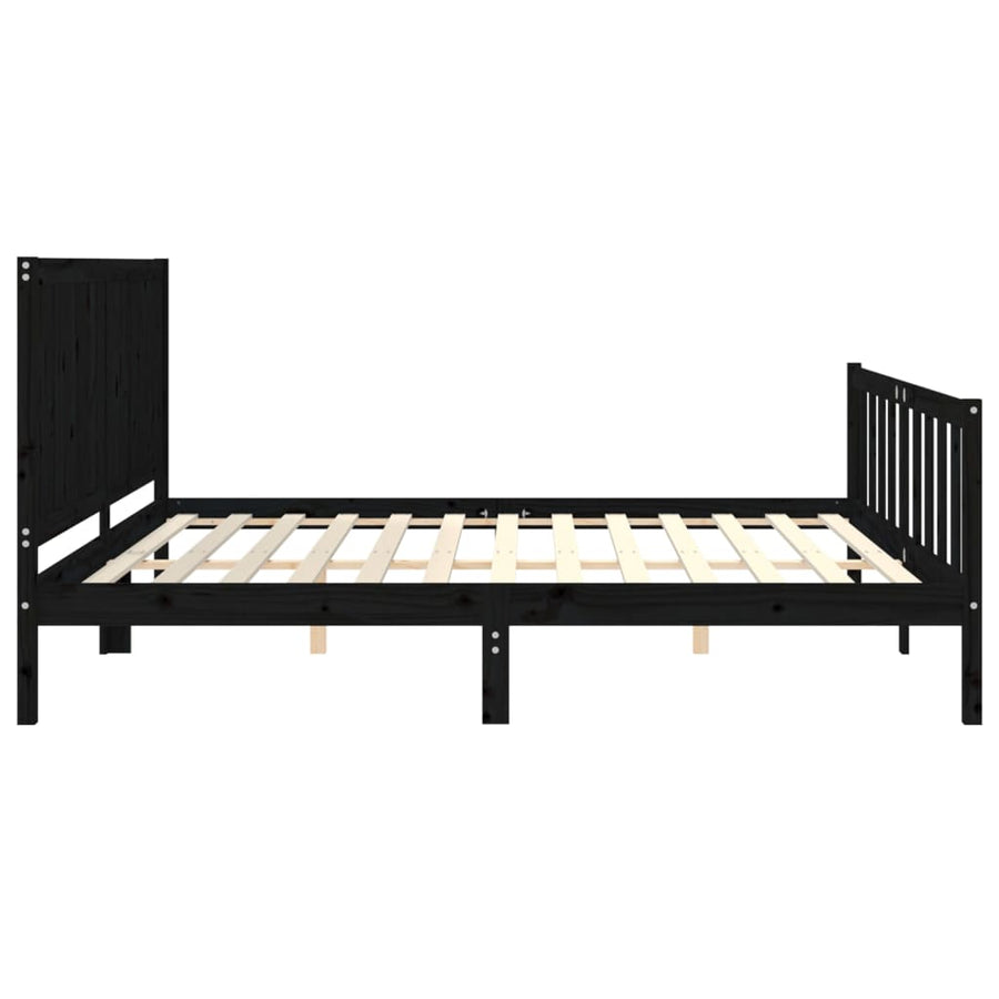 Bed Frame without Mattress Black 183x203 cm King Solid Wood Pine
