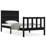 Bed Frame without Mattress Black 90x190 cm Solid Wood Pine - Front View
