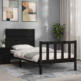 Bed Frame without Mattress Black 90x190 cm Solid Wood Pine