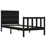 Bed Frame without Mattress Black 90x190 cm Solid Wood Pine
