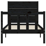 Bed Frame without Mattress Black 90x190 cm Solid Wood Pine