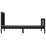 Bed Frame without Mattress Black 90x190 cm Solid Wood Pine - Close-Up Angle