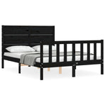 Bed Frame without Mattress Black 135x190 cm Solid Wood Pine