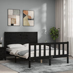 Bed Frame without Mattress Black 135x190 cm Solid Wood Pine