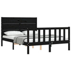 Bed Frame without Mattress Black 135x190 cm Solid Wood Pine