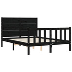 Bed Frame without Mattress Black 135x190 cm Solid Wood Pine