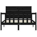 Bed Frame without Mattress Black 135x190 cm Solid Wood Pine