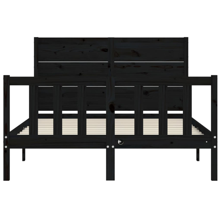 Bed Frame without Mattress Black 135x190 cm Solid Wood Pine