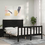 Bed Frame without Mattress Black 135x190 cm Solid Wood Pine