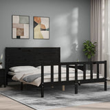 Bed Frame without Mattress Black 150x200 cm Solid Wood Pine - Side View