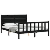 Bed Frame without Mattress Black 150x200 cm Solid Wood Pine