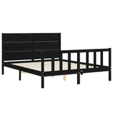Bed Frame without Mattress Black 150x200 cm Solid Wood Pine - 45-Degree Angle