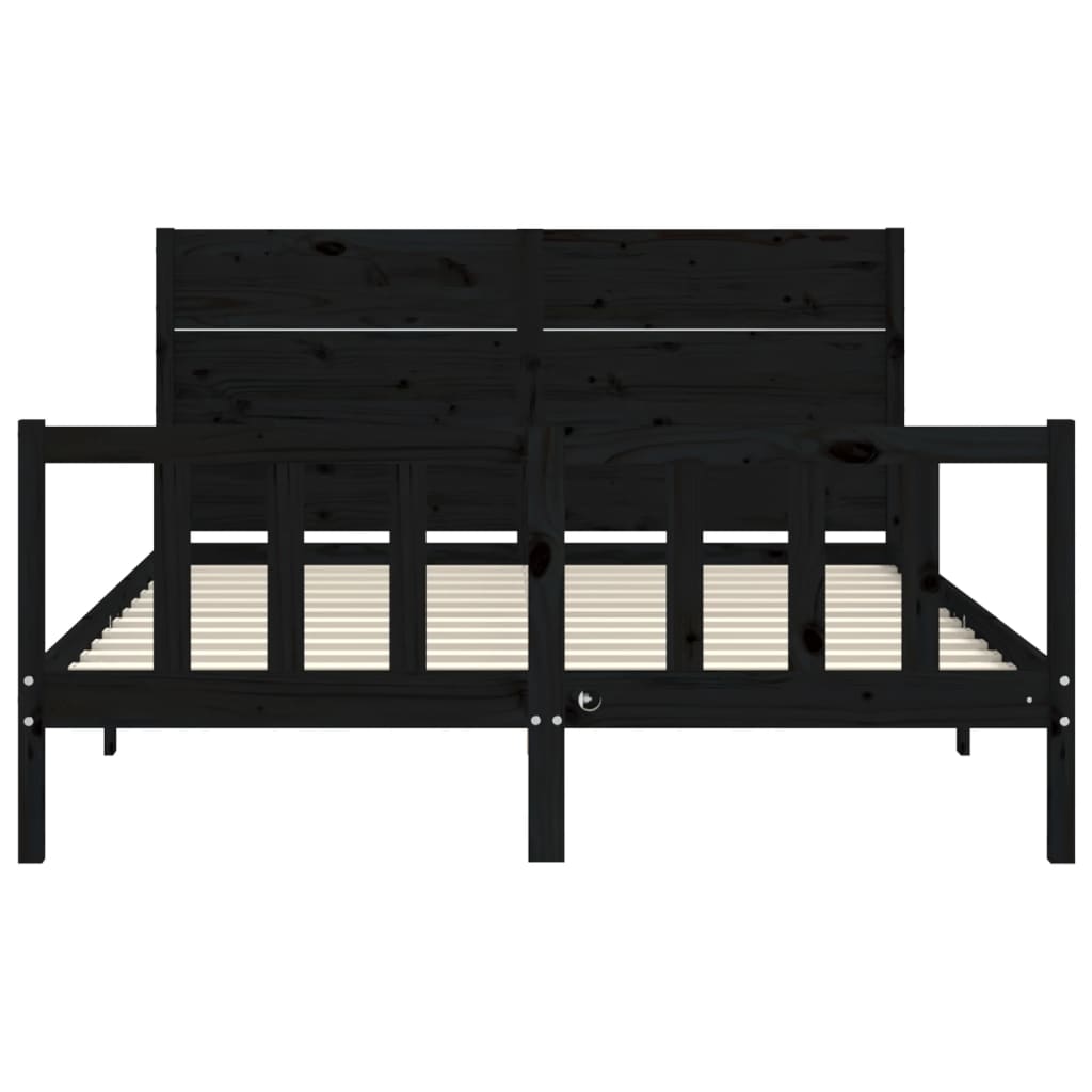 Bed Frame without Mattress Black 150x200 cm Solid Wood Pine