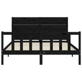 Bed Frame without Mattress Black 150x200 cm Solid Wood Pine - Rear View