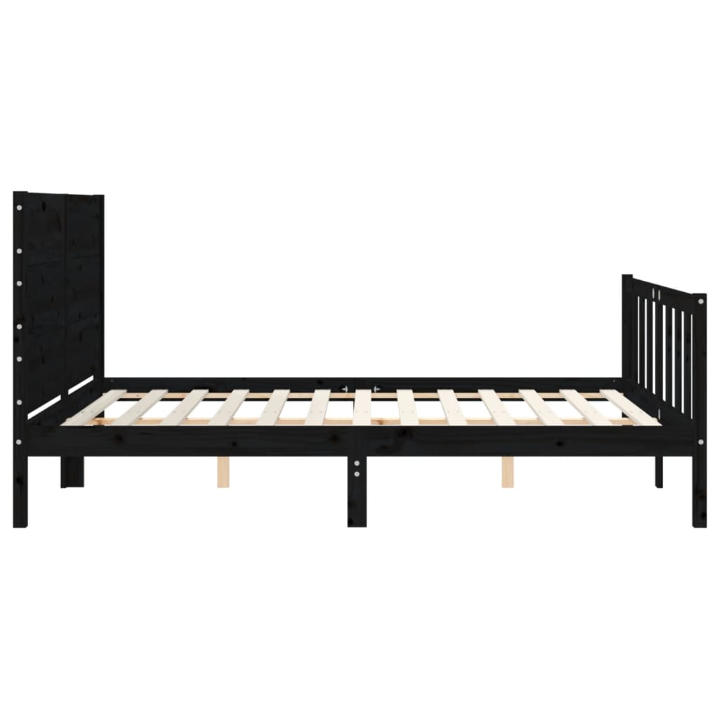 Bed Frame without Mattress Black 150x200 cm Solid Wood Pine