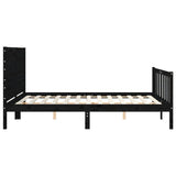 Bed Frame without Mattress Black 150x200 cm Solid Wood Pine - Close-Up Angle