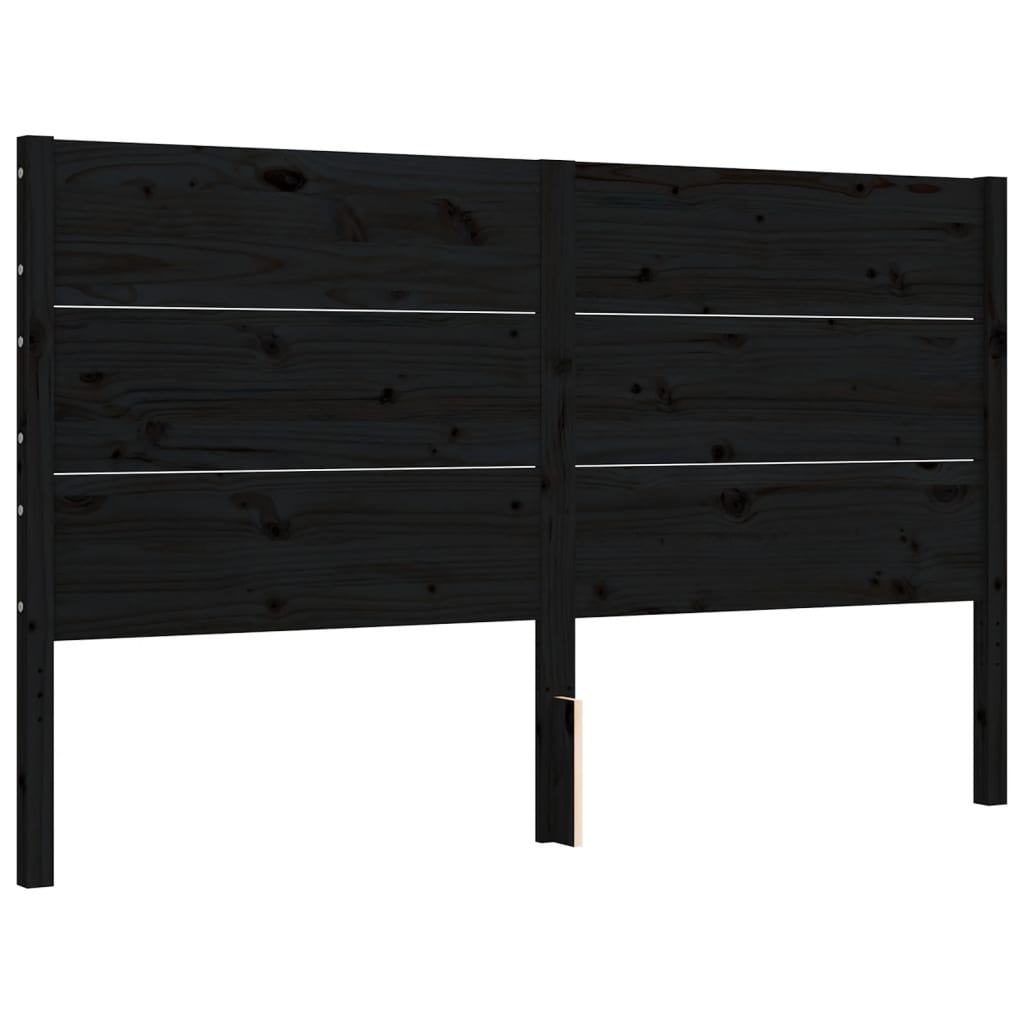 Bed Frame without Mattress Black 150x200 cm Solid Wood Pine