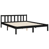 Bed Frame without Mattress Black 150x200 cm Solid Wood Pine - Extra Image