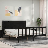 Bed Frame without Mattress Black 150x200 cm Solid Wood Pine