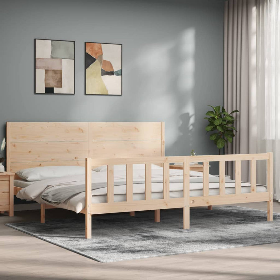 Bed Frame without Mattress 183x203 cm King Solid Wood Pine