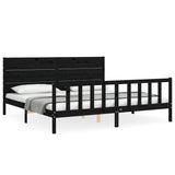 Bed Frame without Mattress Black 183x203 cm King Solid Wood Pine