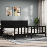Bed Frame without Mattress Black 183x203 cm King Solid Wood Pine