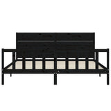 Bed Frame without Mattress Black 183x203 cm King Solid Wood Pine