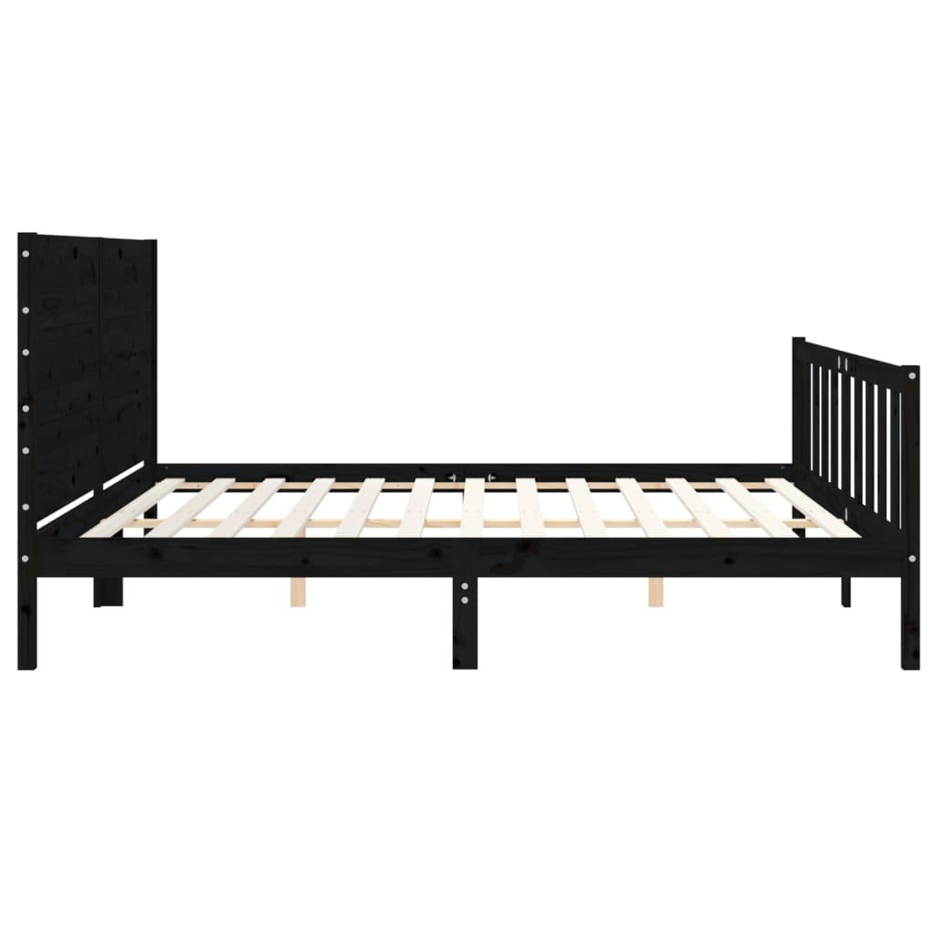 Bed Frame without Mattress Black 183x203 cm King Solid Wood Pine